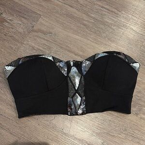Black Strapless Sequin Top
